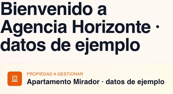 Inicio real del formulario público con una agencia y una propiedad ficticias claramente identificadas; se omiten afirmaciones pendientes de revisión.